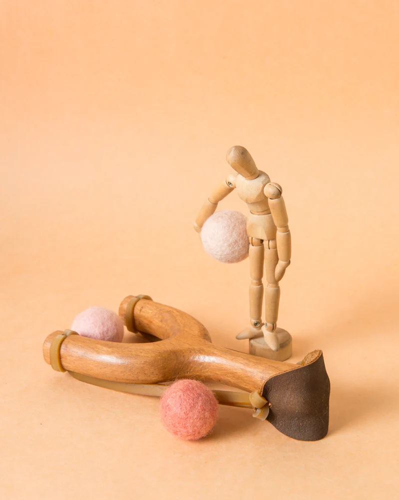 Wooden Slingshot & Felt Balls - Image 3